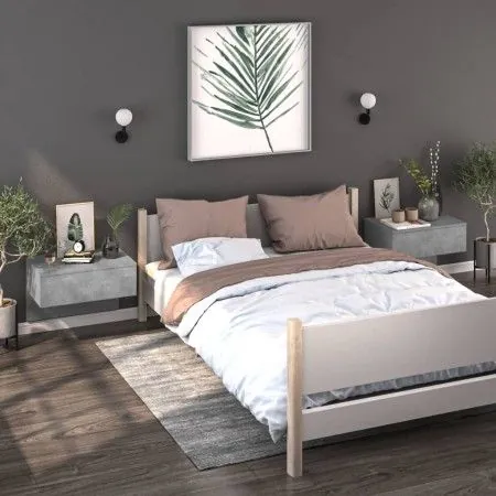Mesitas de noche de pared 2 uds color gris hormigón de vidaXL, Mesitas de noche - Ref: Foro24-810944, Precio: 73,23 €, Descue...