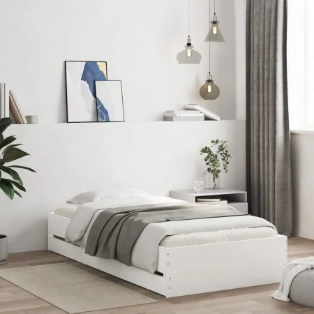 Cama con cajones madera de ingeniería blanca 90x200 cm de , Camas y somieres - Ref: Foro24-3207294, Precio: 132,94 €, Descuen...