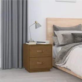Mesita de noche madera maciza de pino marrón miel 40x34x45 cm de vidaXL, Mesitas de noche - Ref: Foro24-818331, Precio: 66,16...