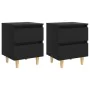 Mesitas de noche 2 uds con patas madera pino negro 40x35x50 cm de vidaXL, Mesitas de noche - Ref: Foro24-805854, Precio: 66,5...