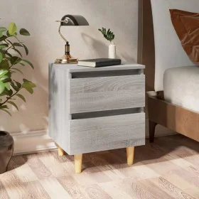 Mesitas de noche 2 uds patas de madera gris Sonoma 40x35x50 cm de vidaXL, Mesitas de noche - Ref: Foro24-813125, Precio: 69,8...