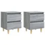 Mesitas de noche 2 uds patas de madera gris Sonoma 40x35x50 cm de vidaXL, Mesitas de noche - Ref: Foro24-813125, Precio: 69,8...