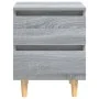 Mesitas de noche 2 uds patas de madera gris Sonoma 40x35x50 cm de vidaXL, Mesitas de noche - Ref: Foro24-813125, Precio: 69,8...