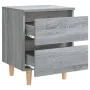 Mesitas de noche 2 uds patas de madera gris Sonoma 40x35x50 cm de vidaXL, Mesitas de noche - Ref: Foro24-813125, Precio: 69,8...