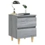 Mesitas de noche 2 uds patas de madera gris Sonoma 40x35x50 cm de vidaXL, Mesitas de noche - Ref: Foro24-813125, Precio: 69,8...