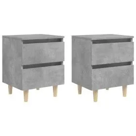 Bedside tables with legs 2 pcs gray pine wood 40x35x50 cm by vidaXL, Nightstands - Ref: Foro24-805860, Price: 72,70 €, Discou...