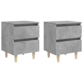 Mesitas de noche con patas 2 uds madera pino gris 40x35x50 cm de vidaXL, Mesitas de noche - Ref: Foro24-805860, Precio: 72,70...