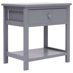 Mesita de noche madera de Paulownia gris 40x29x42 cm de vidaXL, Mesitas de noche - Ref: Foro24-284050, Precio: 39,00 €, Descu...