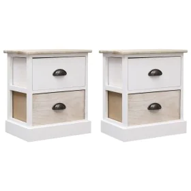 Mesitas noche 2 uds madera Paulownia blanco natural 38x28x45cm de vidaXL, Mesitas de noche - Ref: Foro24-284057, Precio: 95,7...