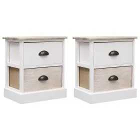 Nachttische 2 Stk. Paulownia-Holz naturweiß 38x28x45cm von vidaXL, Nachttische - Ref: Foro24-284057, Preis: 95,74 €, Rabatt: %