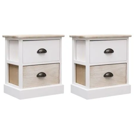 Mesitas noche 2 uds madera Paulownia blanco natural 38x28x45cm de vidaXL, Mesitas de noche - Ref: Foro24-284057, Precio: 95,7...