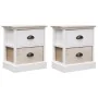 Mesitas noche 2 uds madera Paulownia blanco natural 38x28x45cm de vidaXL, Mesitas de noche - Ref: Foro24-284057, Precio: 95,7...