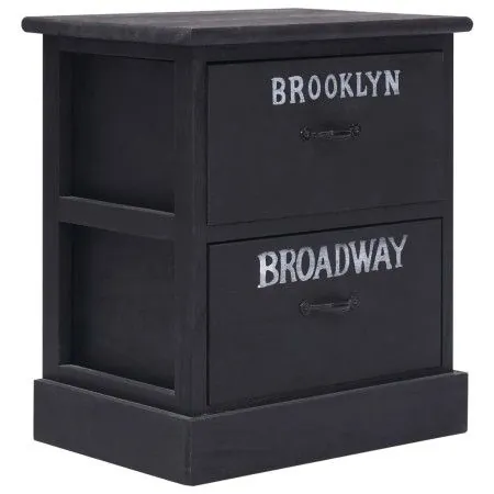Mesita de noche madera de Paulownia negro 38x28x45 cm de vidaXL, Mesitas de noche - Ref: Foro24-284058, Precio: 43,50 €, Desc...