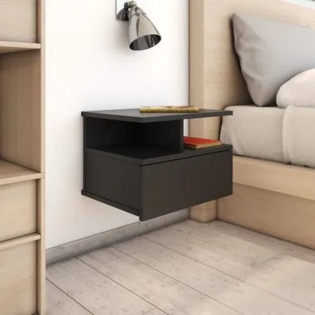 Mesitas de noche flotantes 2 uds madera negra 40x31x27 cm de vidaXL, Mesitas de noche - Ref: Foro24-800408, Precio: 72,19 €, ...