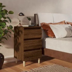 Mesita de noche patas madera maciza marrón roble 40x35x69 cm de vidaXL, Mesitas de noche - Ref: Foro24-813138, Precio: 52,48 ...
