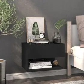 Mesita de noche de pared negra de vidaXL, Mesitas de noche - Ref: Foro24-810955, Precio: 39,16 €, Descuento: %