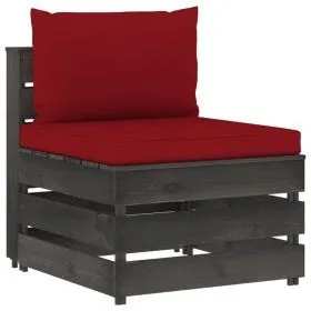 Sectional central sofa with gray impregnated wood cushions by vidaXL, Modular outdoor sofas - Ref: Foro24-3068129, Price: 98,...