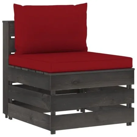 Ecksofa mit grau imprägnierten Holzkissen von vidaXL, Modulare Sofas für den Außenbereich - Ref: Foro24-3068129, Preis: 98,06...