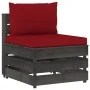 Ecksofa mit grau imprägnierten Holzkissen von vidaXL, Modulare Sofas für den Außenbereich - Ref: Foro24-3068129, Preis: 98,06...