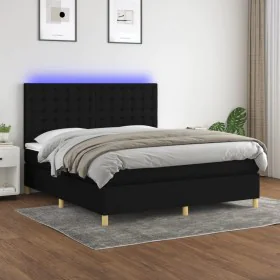 Cama box spring colchón y luces LED tela negro 180x200 cm de vidaXL, Camas y somieres - Ref: Foro24-3135775, Precio: 670,36 €...