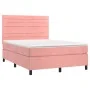 Cama box spring colchón y LED terciopelo rosa 140x200 cm de vidaXL, Camas y somieres - Ref: Foro24-3136190, Precio: 474,31 €,...