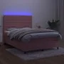 Cama box spring colchón y LED terciopelo rosa 140x200 cm de vidaXL, Camas y somieres - Ref: Foro24-3136190, Precio: 474,31 €,...