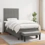 Cama box spring con colchón tela gris oscuro 90x190 cm de vidaXL, Camas y somieres - Ref: Foro24-3136718, Precio: 353,85 €, D...