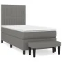 Cama box spring con colchón tela gris oscuro 90x190 cm de vidaXL, Camas y somieres - Ref: Foro24-3136718, Precio: 353,85 €, D...