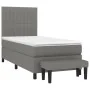 Cama box spring con colchón tela gris oscuro 90x190 cm de vidaXL, Camas y somieres - Ref: Foro24-3136718, Precio: 353,85 €, D...