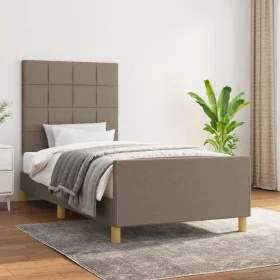Estructura de cama con cabecero de tela gris taupe 90x190 cm de vidaXL, Camas y somieres - Ref: Foro24-3125021, Precio: 145,1...