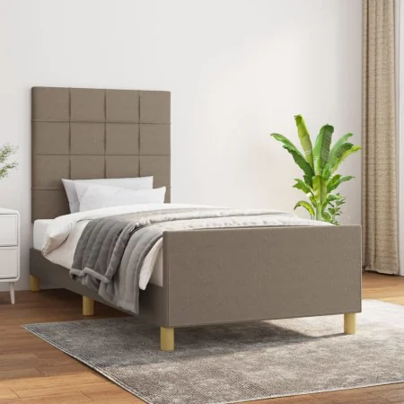 Estructura de cama con cabecero de tela gris taupe 90x190 cm de vidaXL, Camas y somieres - Ref: Foro24-3125021, Precio: 145,1...