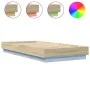 Estructura de cama con luces LED roble Sonoma 100x200 cm de , Camas y somieres - Ref: Foro24-839506, Precio: 101,59 €, Descue...