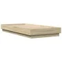 Estructura de cama con luces LED roble Sonoma 100x200 cm de , Camas y somieres - Ref: Foro24-839506, Precio: 101,59 €, Descue...