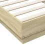 Estructura de cama con luces LED roble Sonoma 100x200 cm de , Camas y somieres - Ref: Foro24-839506, Precio: 101,59 €, Descue...