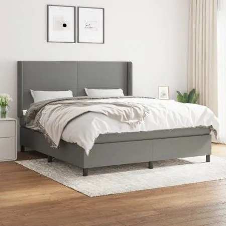 Cama box spring con colchón tela gris oscuro 180x200 cm de vidaXL, Camas y somieres - Ref: Foro24-3131290, Precio: 642,55 €, ...
