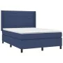 Cama box spring con colchón tela azul 140x200 cm de vidaXL, Camas y somieres - Ref: Foro24-3131519, Precio: 518,19 €, Descuen...