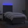 Cama box spring colchón y luces LED tela gris oscuro 100x200 cm de vidaXL, Camas y somieres - Ref: Foro24-3134694, Precio: 36...