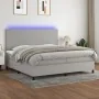 Cama box spring con colchón tela y LED gris claro 200x200 cm de vidaXL, Camas y somieres - Ref: Foro24-3134741, Precio: 688,2...