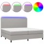 Cama box spring con colchón tela y LED gris claro 200x200 cm de vidaXL, Camas y somieres - Ref: Foro24-3134741, Precio: 688,2...
