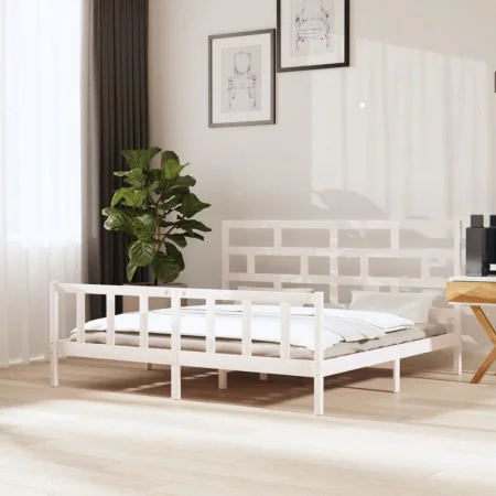 Estructura de cama madera maciza blanco Super King 180x200 cm de vidaXL, Camas y somieres - Ref: Foro24-3101364, Precio: 173,...