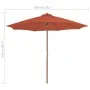 Sombrilla de jardín con palo de madera 300 cm terracota de vidaXL, Sombrillas - Ref: Foro24-44498, Precio: 99,51 €, Descuento: %