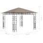 Cenador mosquitera y tira de luz LED taupé 3x3x2,73m 180 g/m² de vidaXL, Carpas y cenadores - Ref: Foro24-3070318, Precio: 31...