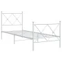 Metal bed frame with headboard and footboard white 75x190 cm by vidaXL, Beds and slatted bases - Ref: Foro24-376559, Price: 6...