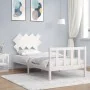 Estructura de cama con cabecero madera maciza blanco de vidaXL, Camas y somieres - Ref: Foro24-3193432, Precio: 97,43 €, Desc...