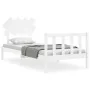 Estructura de cama con cabecero madera maciza blanco de vidaXL, Camas y somieres - Ref: Foro24-3193432, Precio: 97,43 €, Desc...