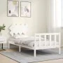 Estructura de cama con cabecero madera maciza blanco de vidaXL, Camas y somieres - Ref: Foro24-3193432, Precio: 97,43 €, Desc...