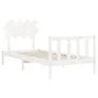 Estructura de cama con cabecero madera maciza blanco de vidaXL, Camas y somieres - Ref: Foro24-3193432, Precio: 97,43 €, Desc...