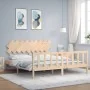 Estructura de cama de matrimonio con cabecero madera maciza de vidaXL, Camas y somieres - Ref: Foro24-3193481, Precio: 149,22...