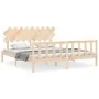 Estructura de cama de matrimonio con cabecero madera maciza de vidaXL, Camas y somieres - Ref: Foro24-3193481, Precio: 149,22...