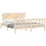 Estructura de cama de matrimonio con cabecero madera maciza de vidaXL, Camas y somieres - Ref: Foro24-3193481, Precio: 149,22...
